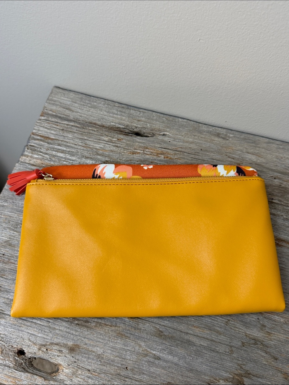 Rachel Pally Reversible Fold Over Floral Mustard Clutch Pouch NEW